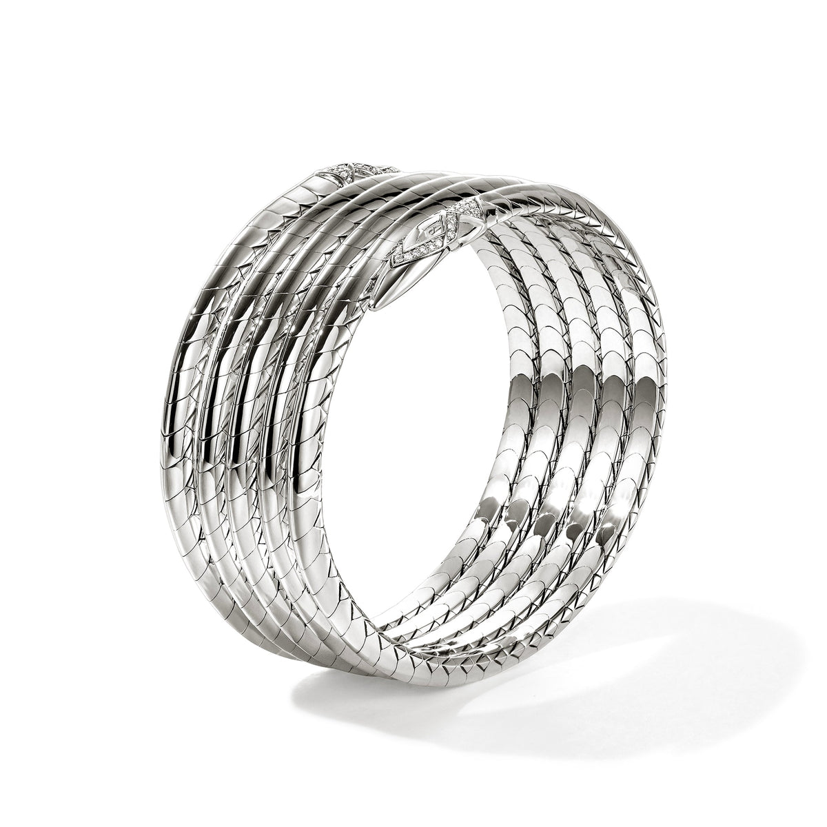 Naga Multi Coil Bracelet, Sterling Silver, Diamonds