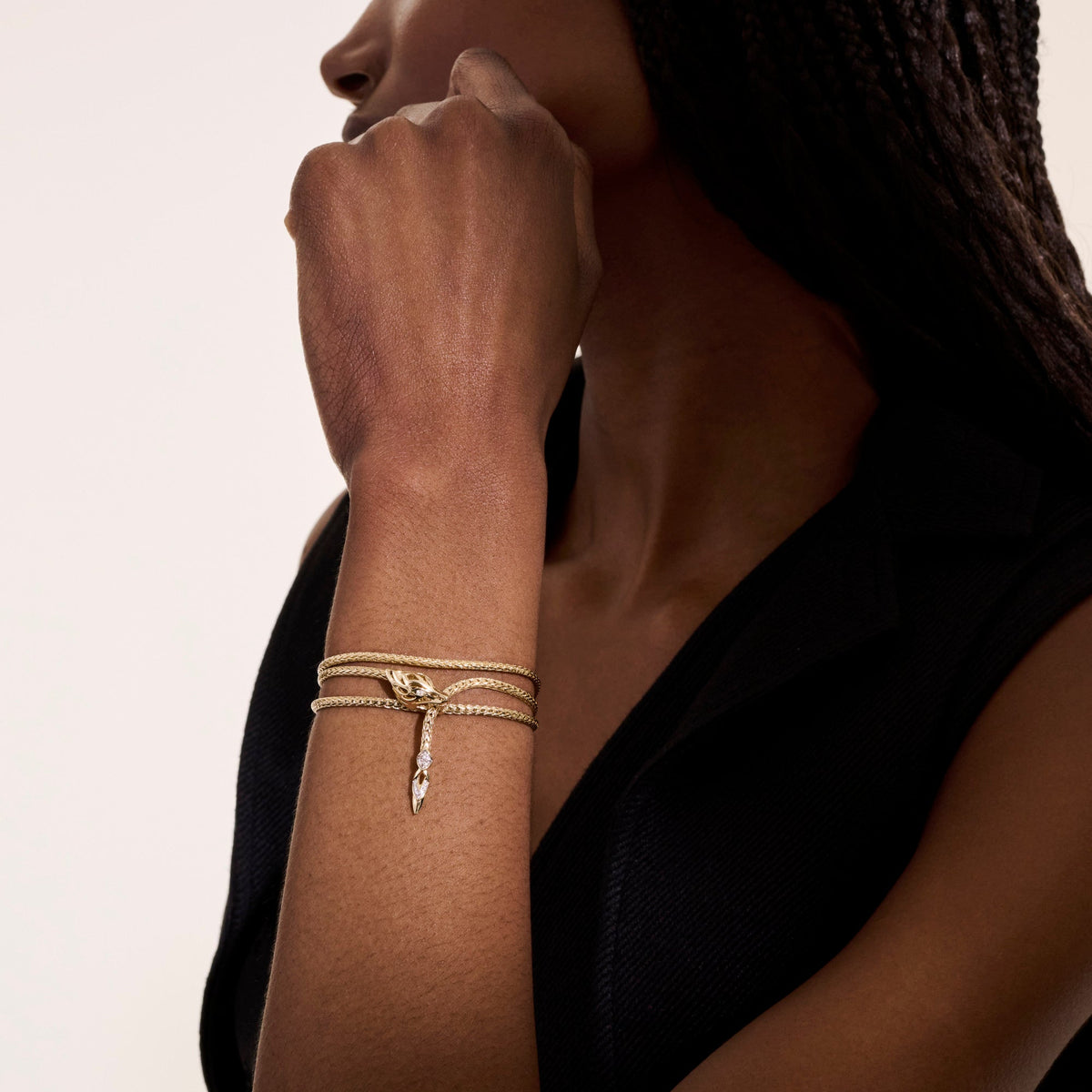 Naga Wrap, Gold, Diamonds, 2.5MM