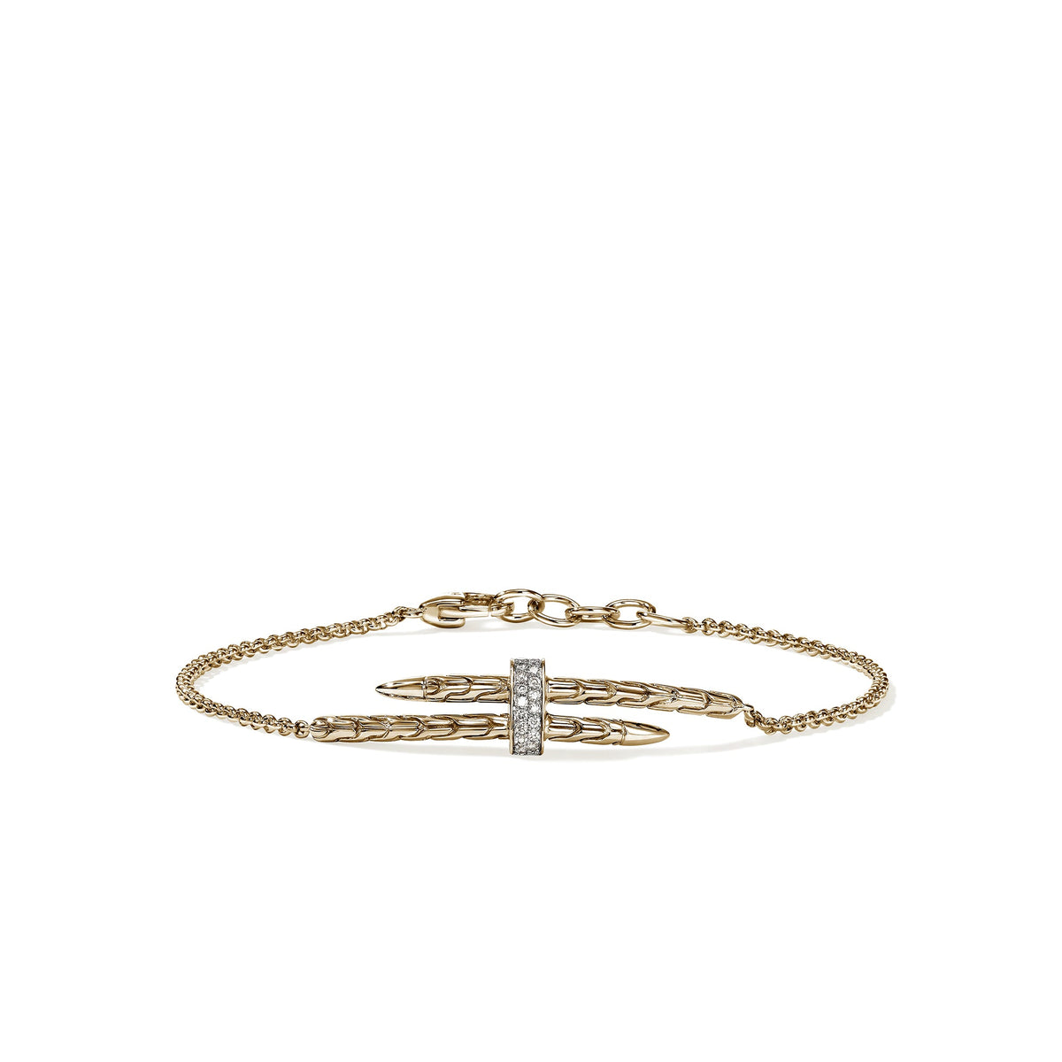 Spear Station Bracelet, Gold, Diamonds