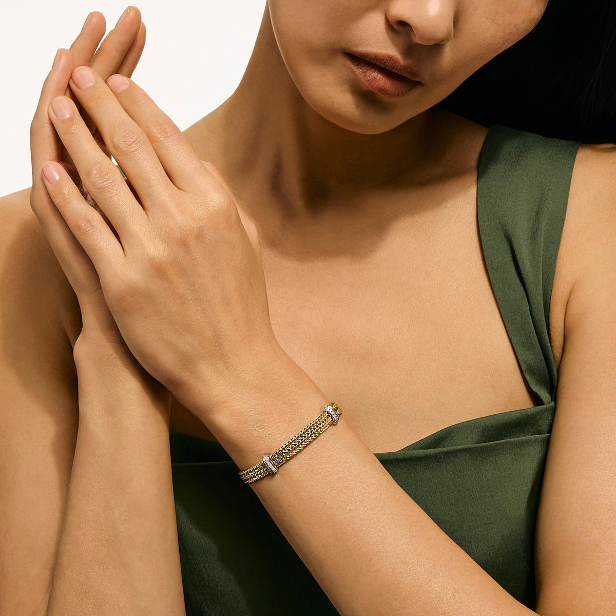 Icon Link Bracelet, Gold, Diamonds, 6MM