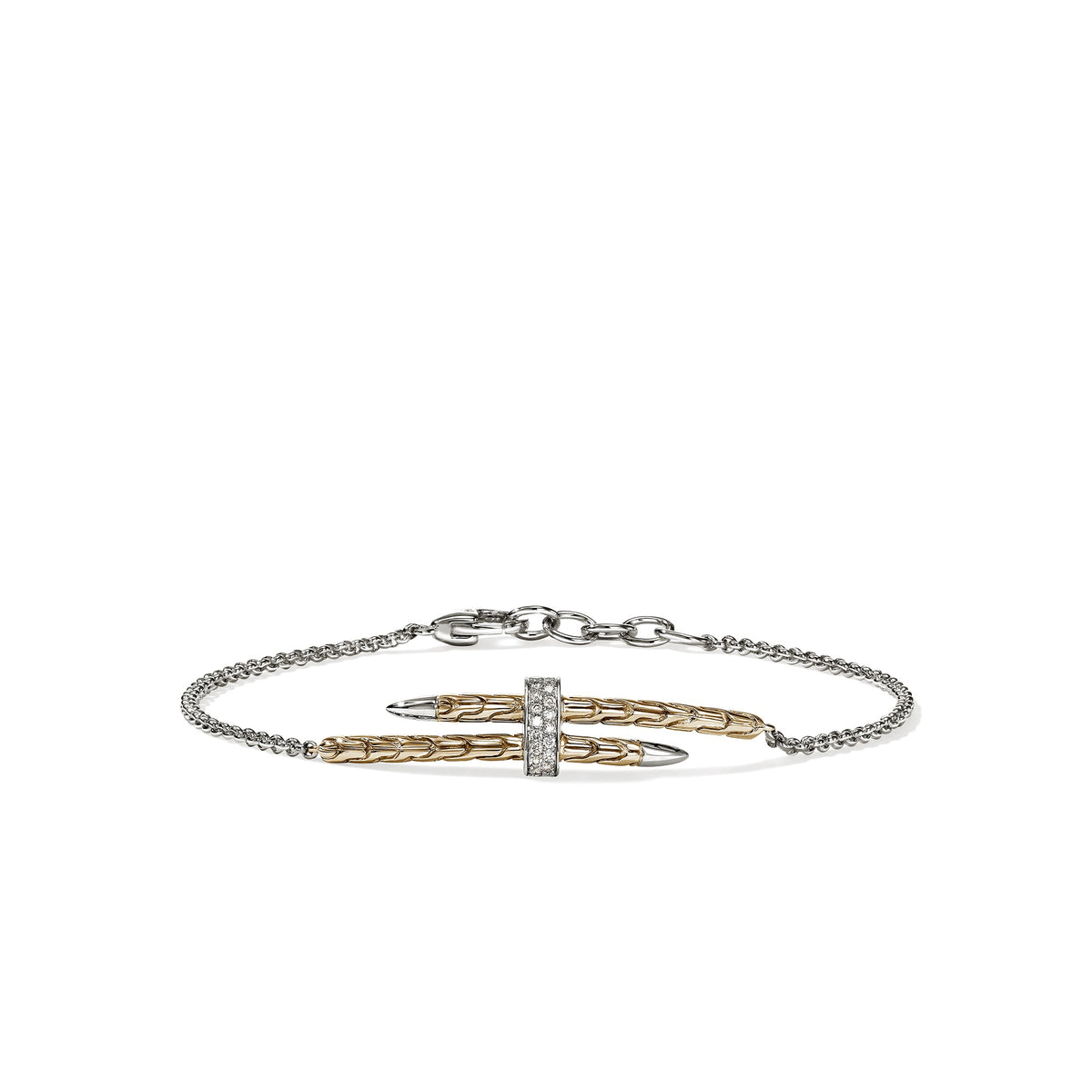 Spear Station Bracelet, Gold, Sterling Silver, Diamonds