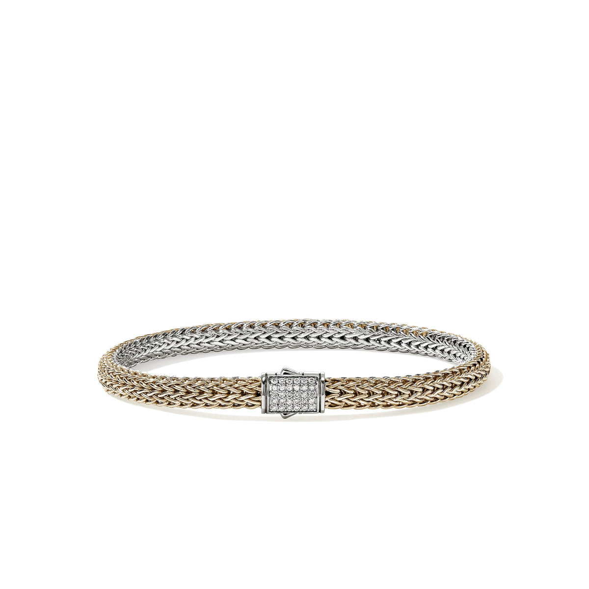 Icon Bracelet, Reversible, Gold, Sterling Silver, Diamonds, 5MM