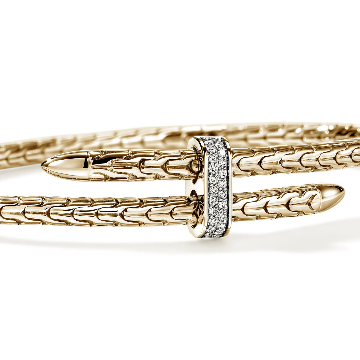 Spear Flex Cuff, Gold, Diamonds, 4MM