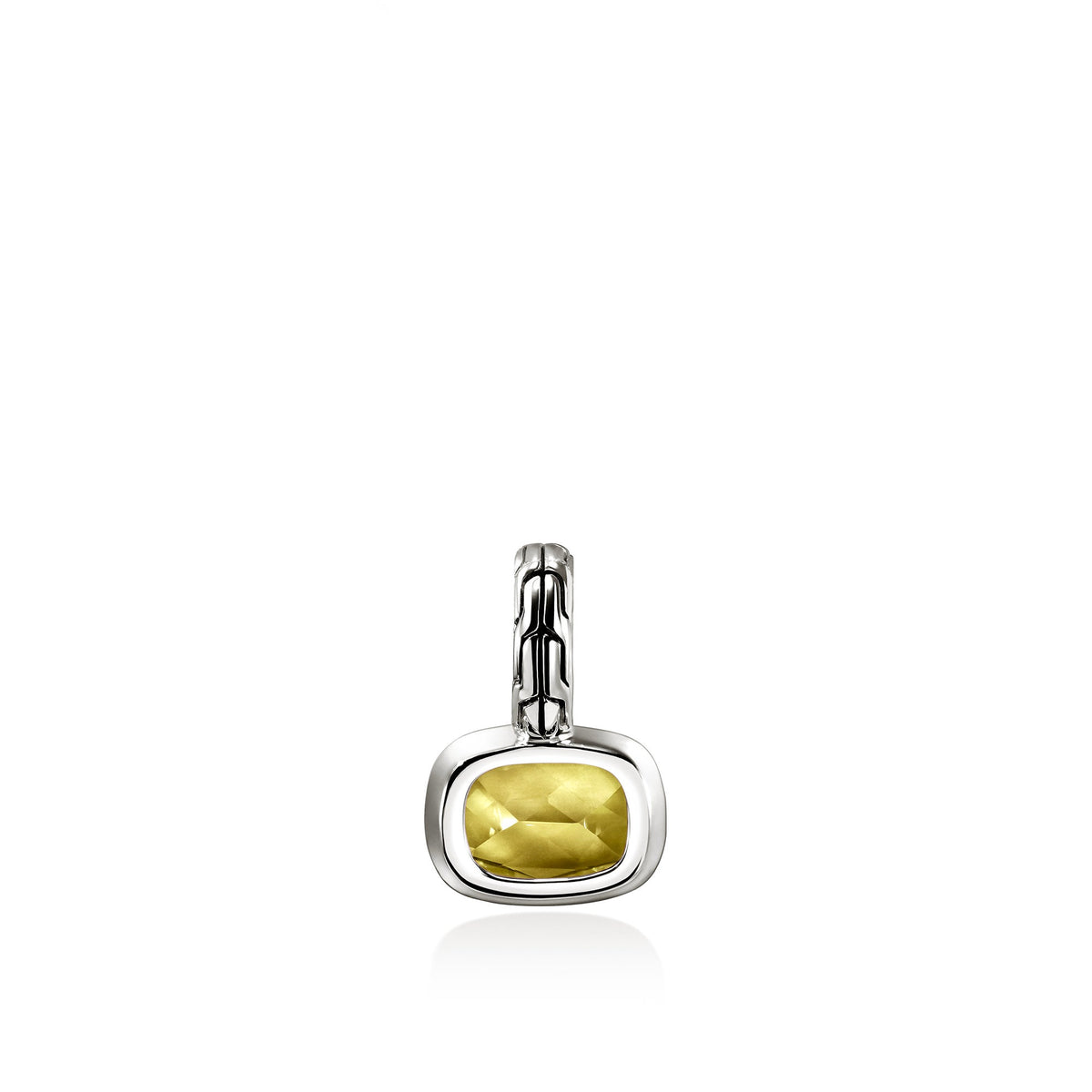 Heishi Gem Charm, Sterling Silver, Lemon Quartz, Diamonds