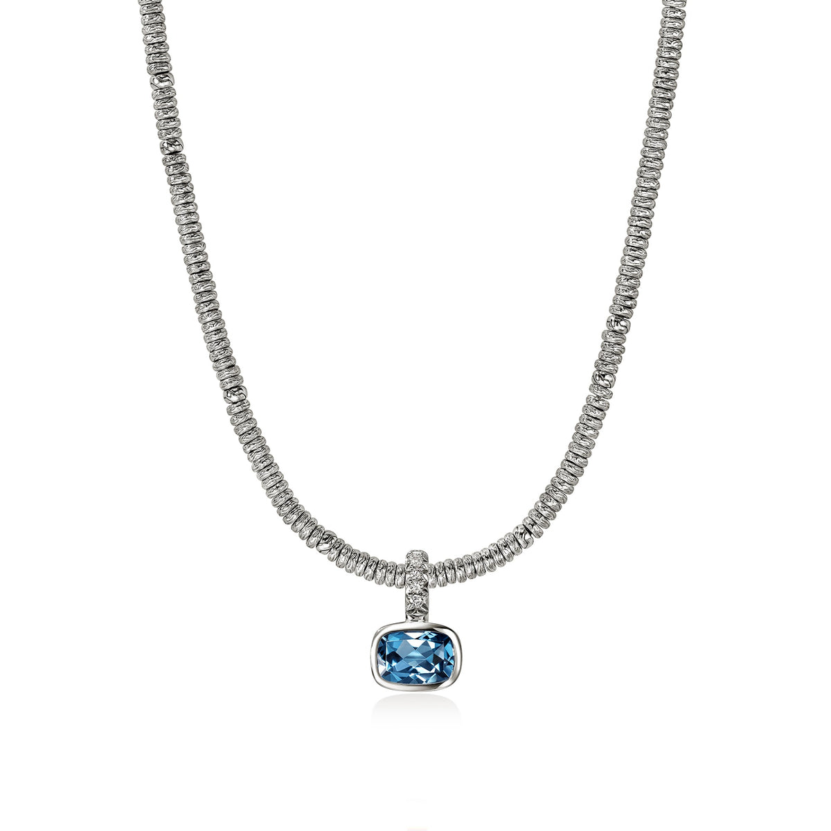 Heishi Gem Charm, Sterling Silver, London Blue Topaz, Diamonds