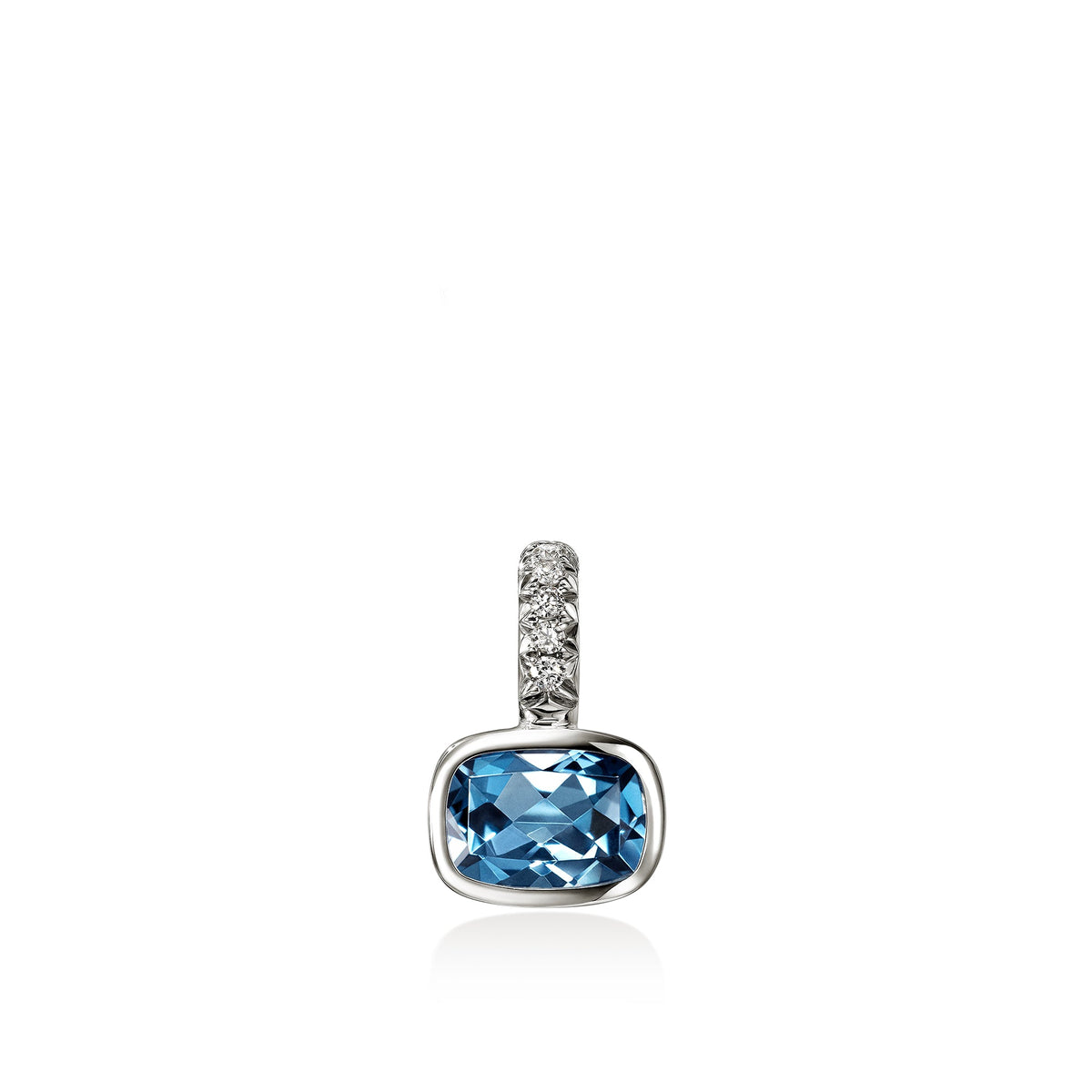 Heishi Gem Charm, Sterling Silver, London Blue Topaz, Diamonds