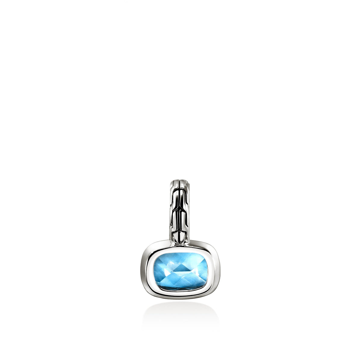Heishi Gem Charm, Sterling Silver, Swiss Blue Topaz, Diamonds