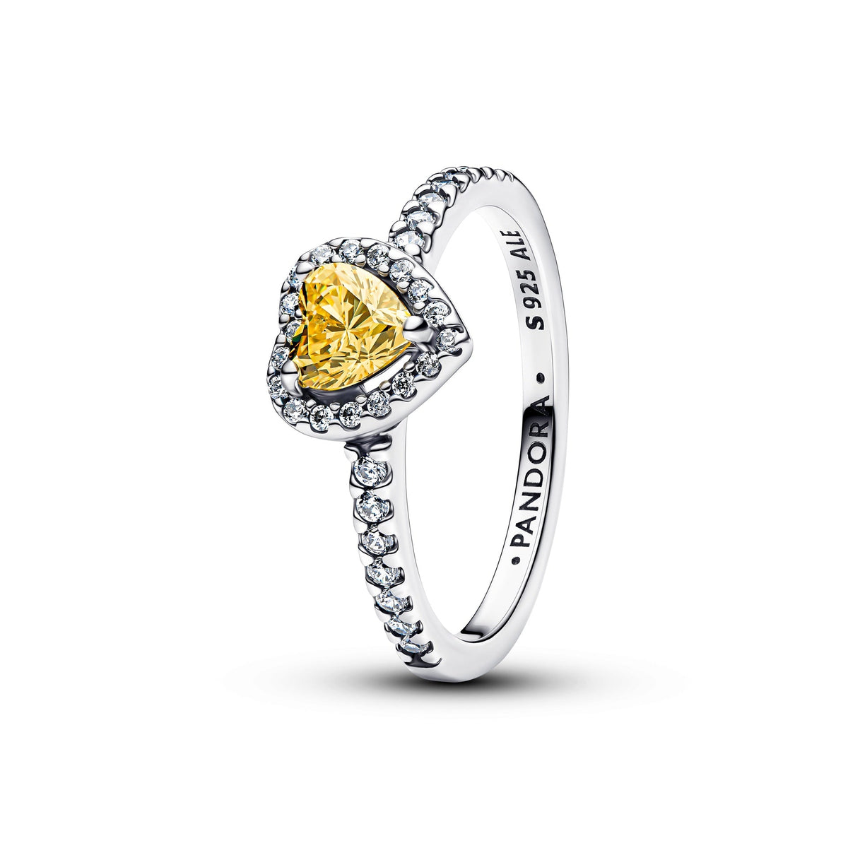 Anillo Amarillo Corazón Elevado Brillante de Pandora