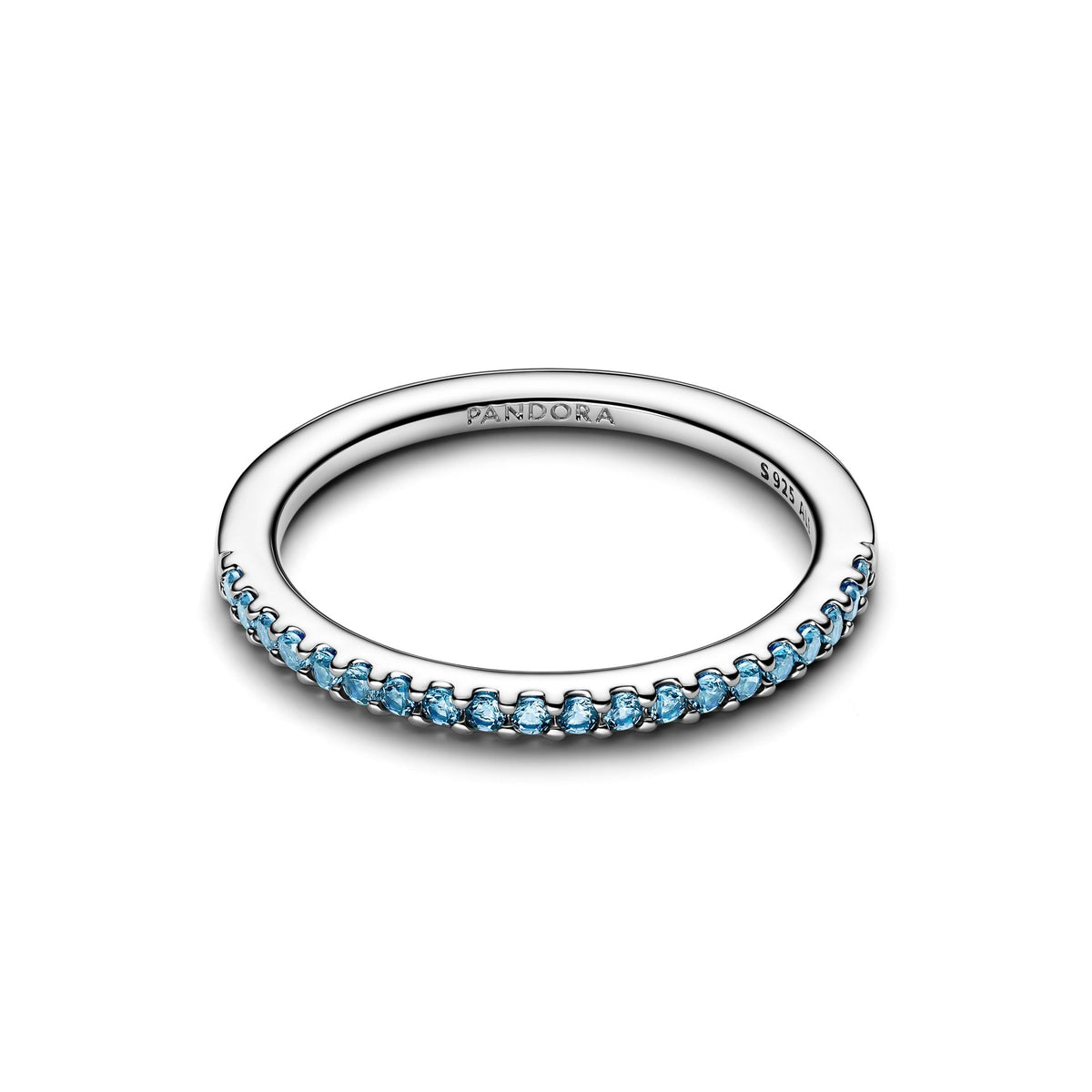 Anillo de Media Eternidad Pandora con Acuamarina Brillante