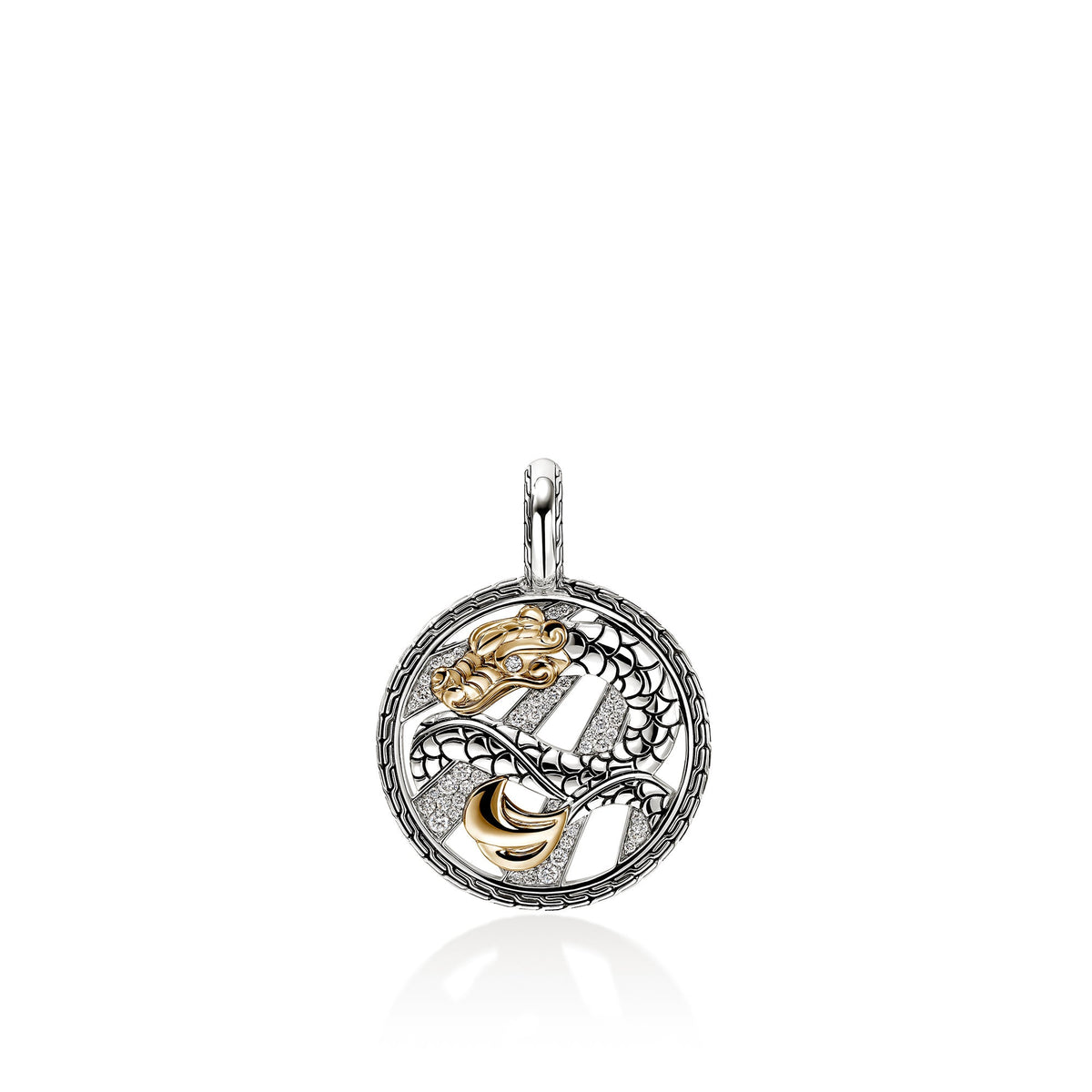 Naga Talisman Charm, Gold, Sterling Silver, Diamonds