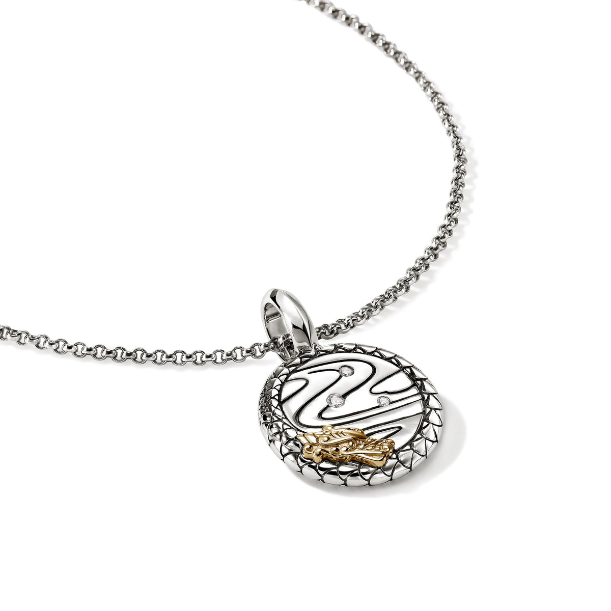 Naga Talisman Charm, Gold, Sterling Silver, Diamonds