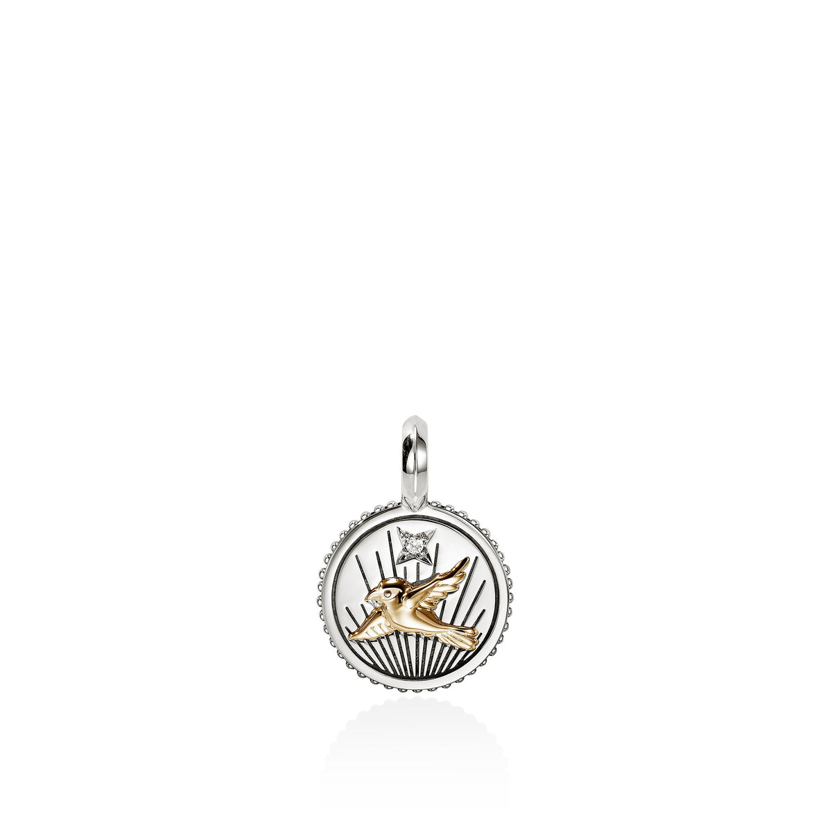 Starling Talisman Charm, Gold, Sterling Silver, Diamonds