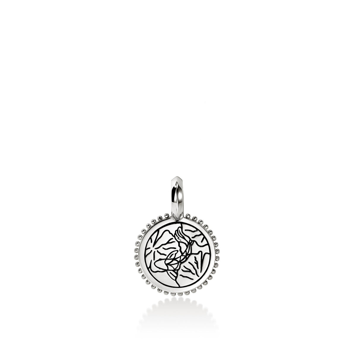 Lotus Talisman Charm, Gold, Sterling Silver, Diamonds