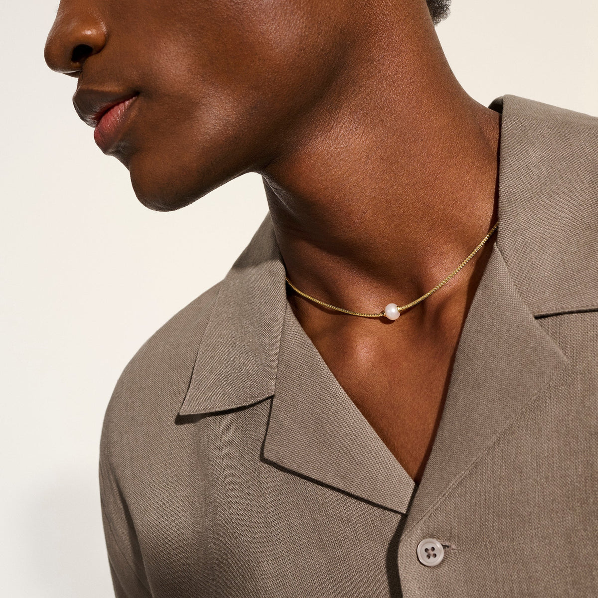 JH Essential Pearl Necklace, Gold, 1.8MM