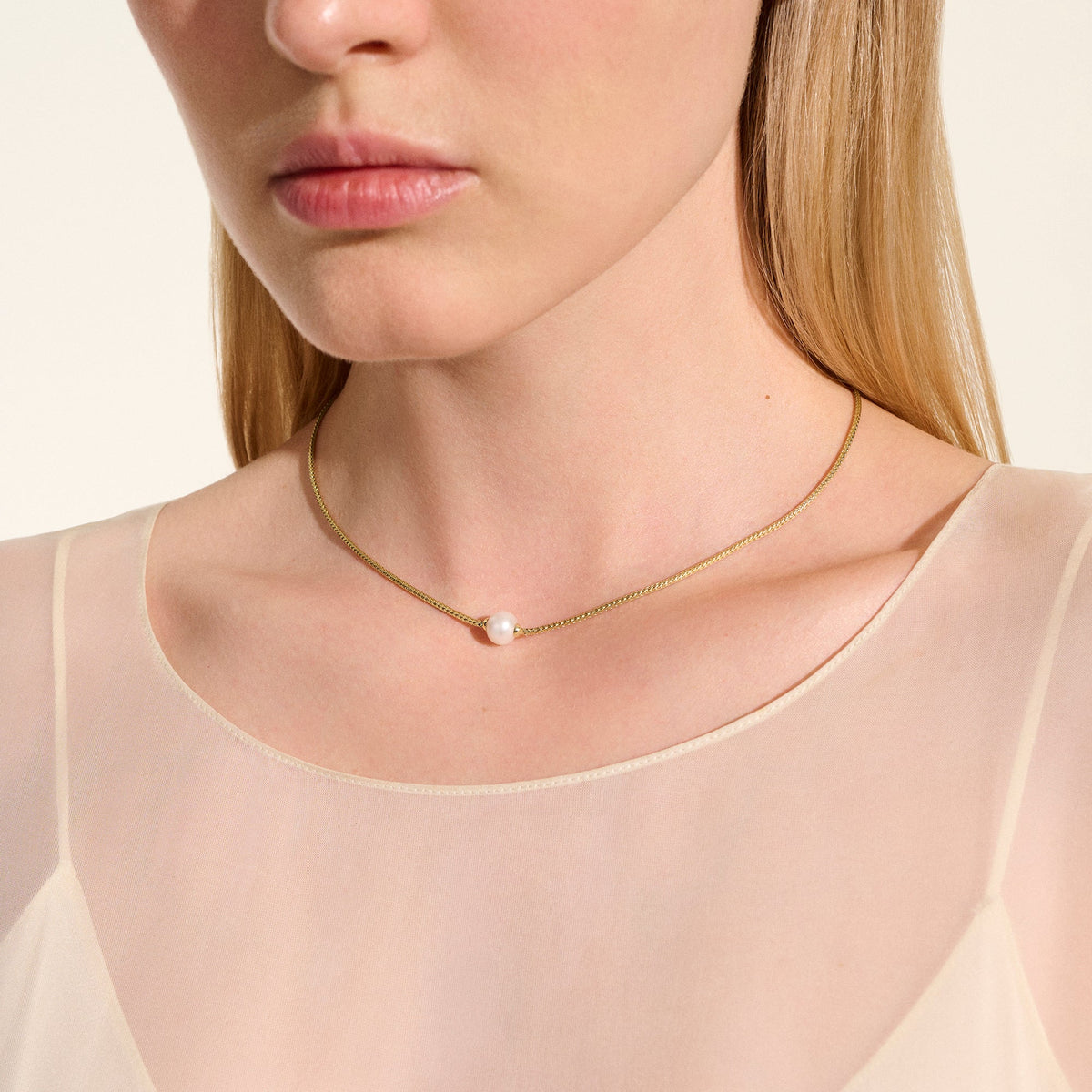 JH Essential Pearl Necklace, Gold, 1.8MM