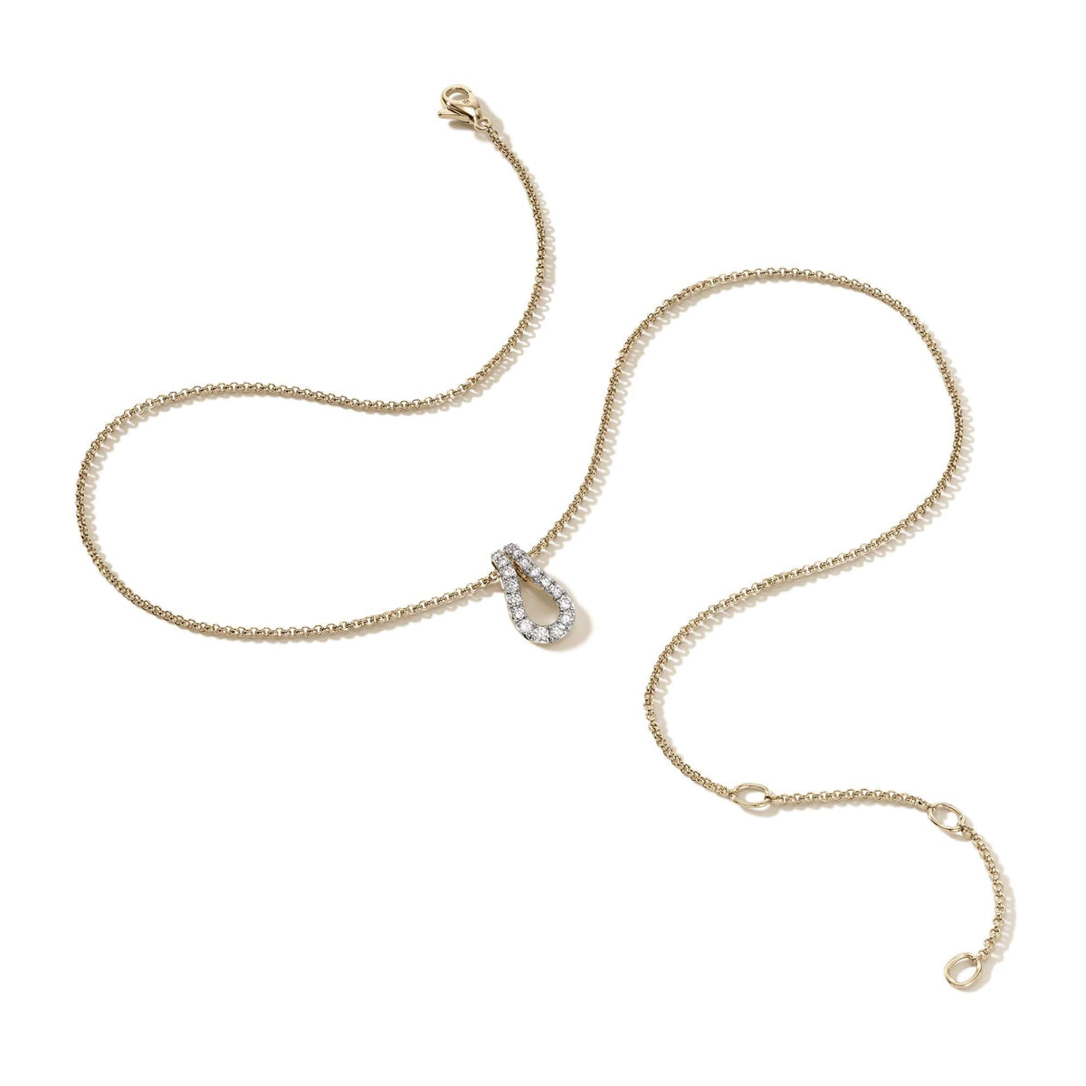 Surf Pendant Necklace, Gold, Diamonds