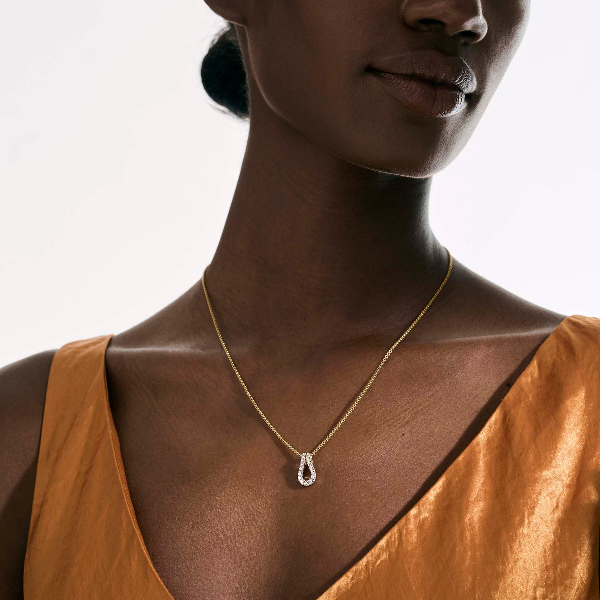 Surf Pendant Necklace, Gold, Diamonds