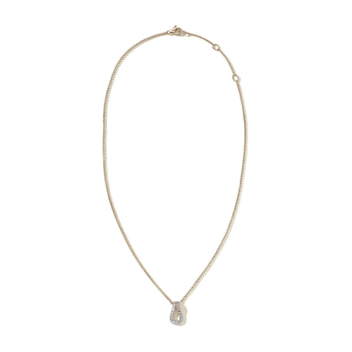 Surf Pendant Necklace, Gold, Diamonds