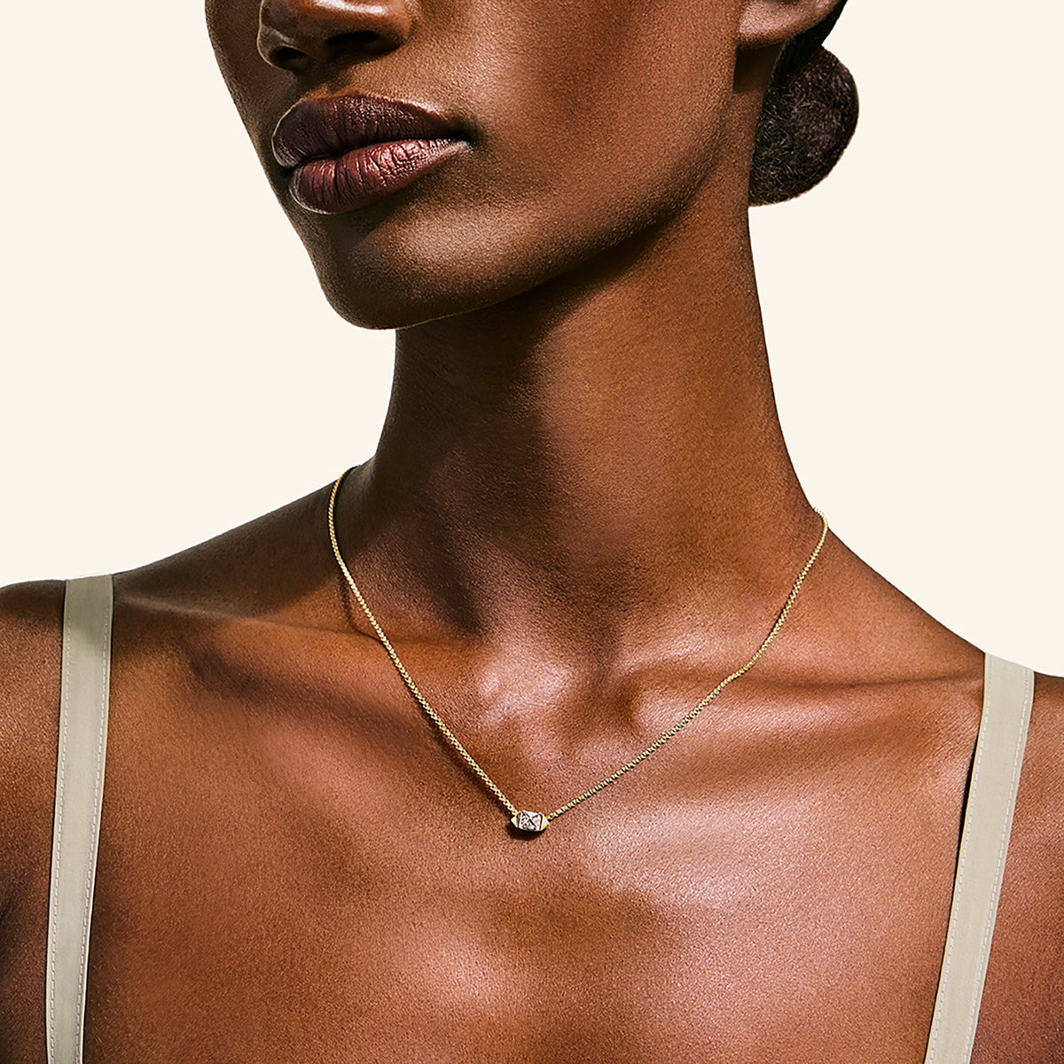 Icon Stud Necklace, Gold, Diamonds, 1.5MM