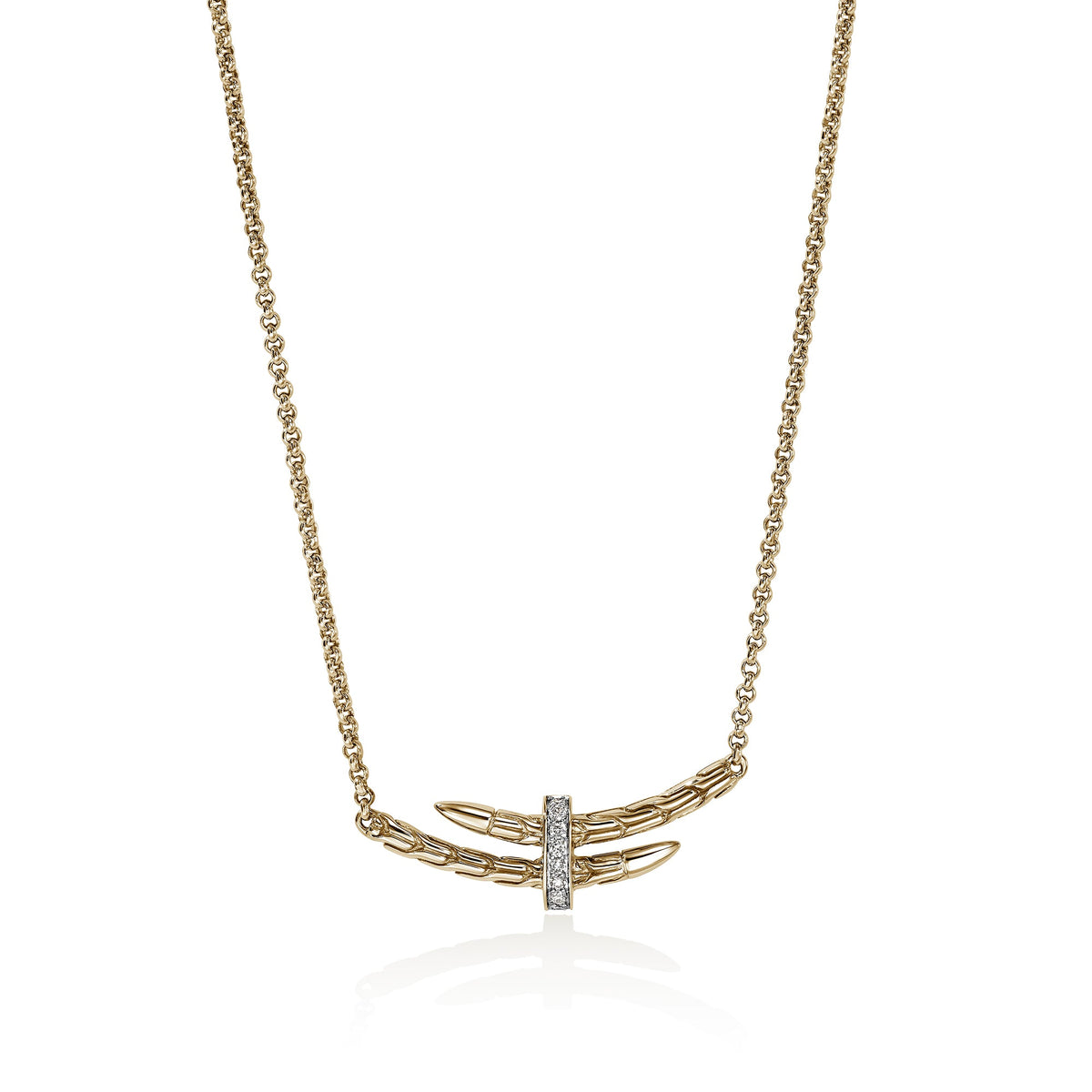 Spear Station Necklace, Gold, Diamonds