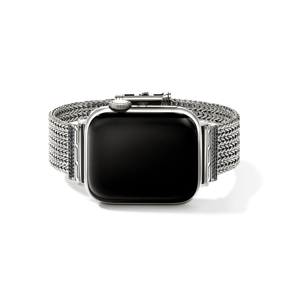 Smartwatch Strap, Sterling Silver, Black Sapphires, 18MM