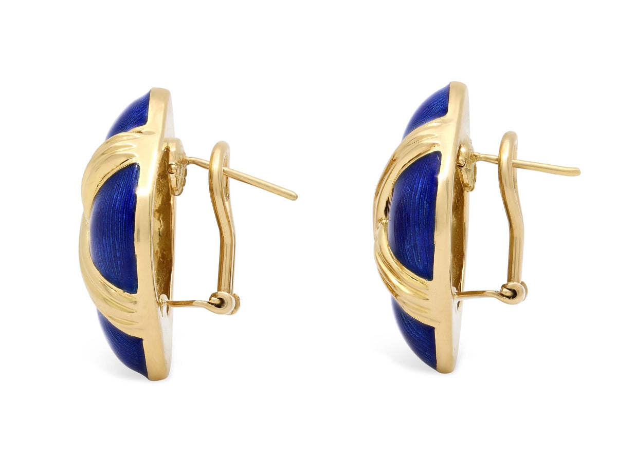 Pendientes de esmalte azul de Tiffany & Co. en oro de 18 quilates