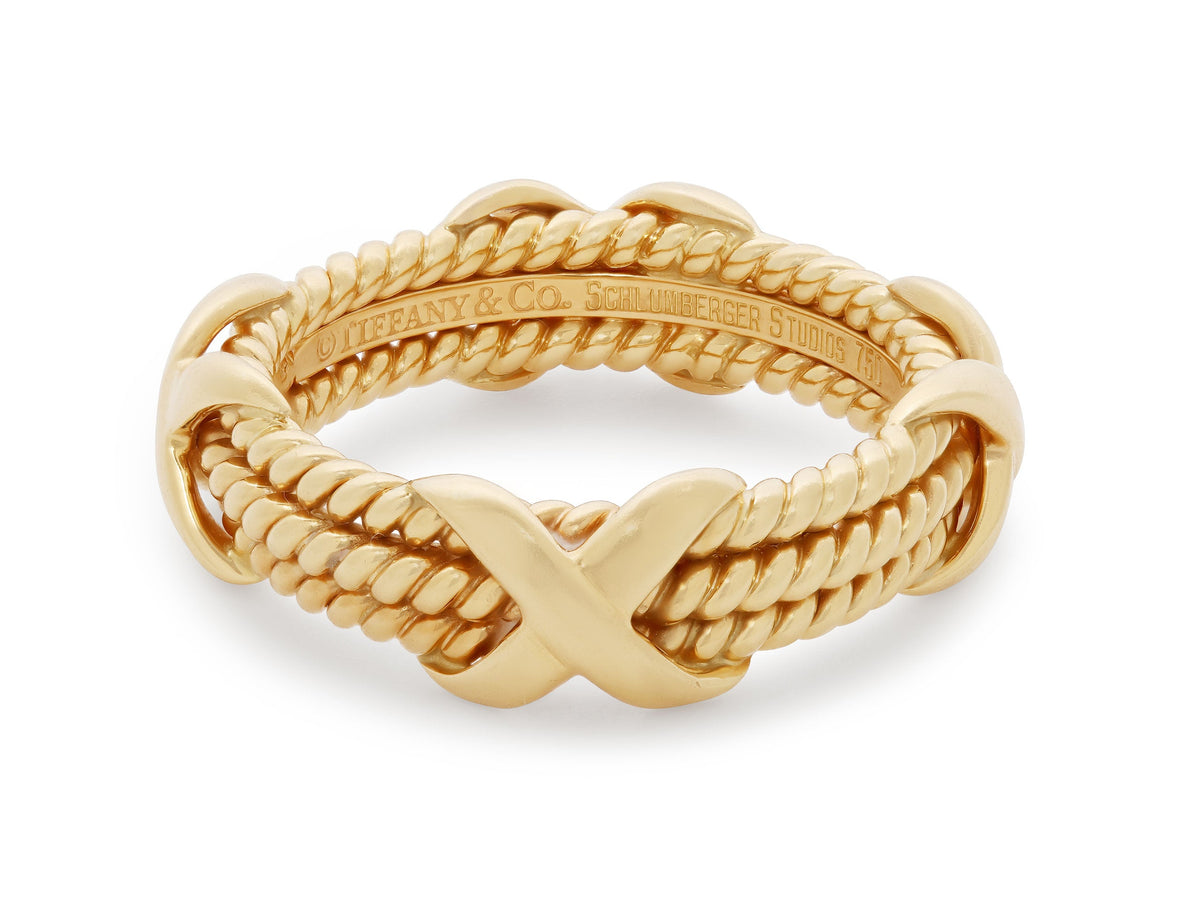 Anillo 'Rope' de tres filas X de Tiffany & Co. Schlumberger en oro de 18K