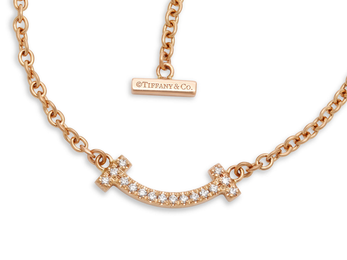 Pulsera de diamantes 'Tiffany T Smile' de Tiffany & Co. en oro rosa de 18K