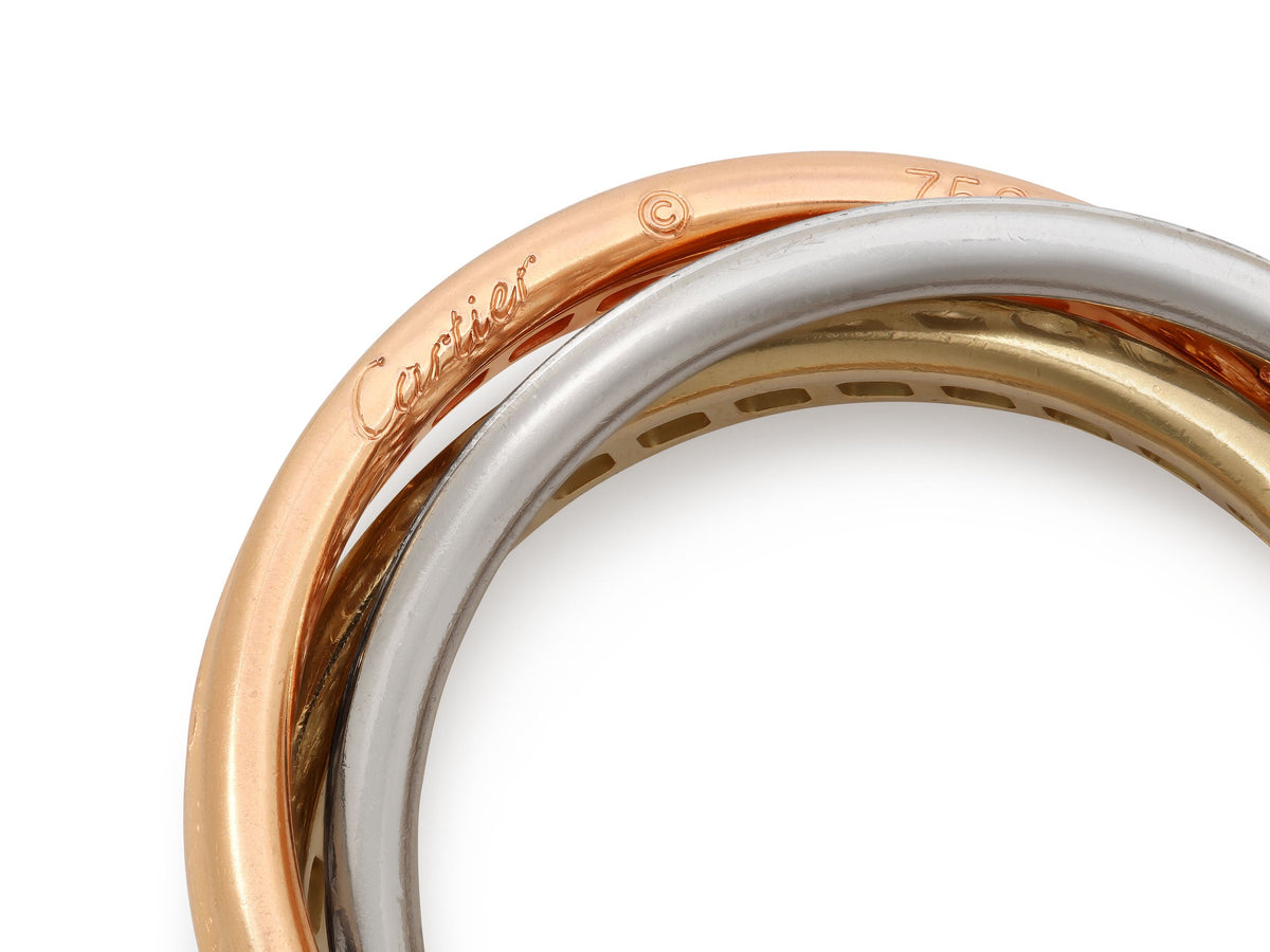 Anillo Rodante de Diamantes 'Trinity' de Cartier en Oro Tricolor de 18K