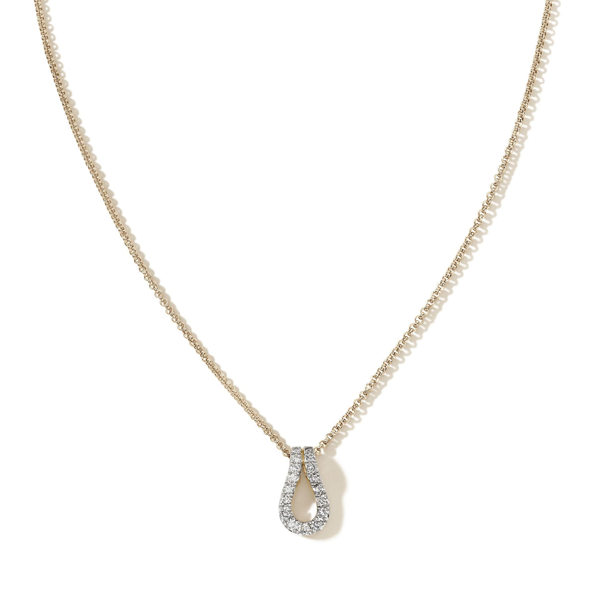 Surf Pendant Necklace, Gold, Diamonds