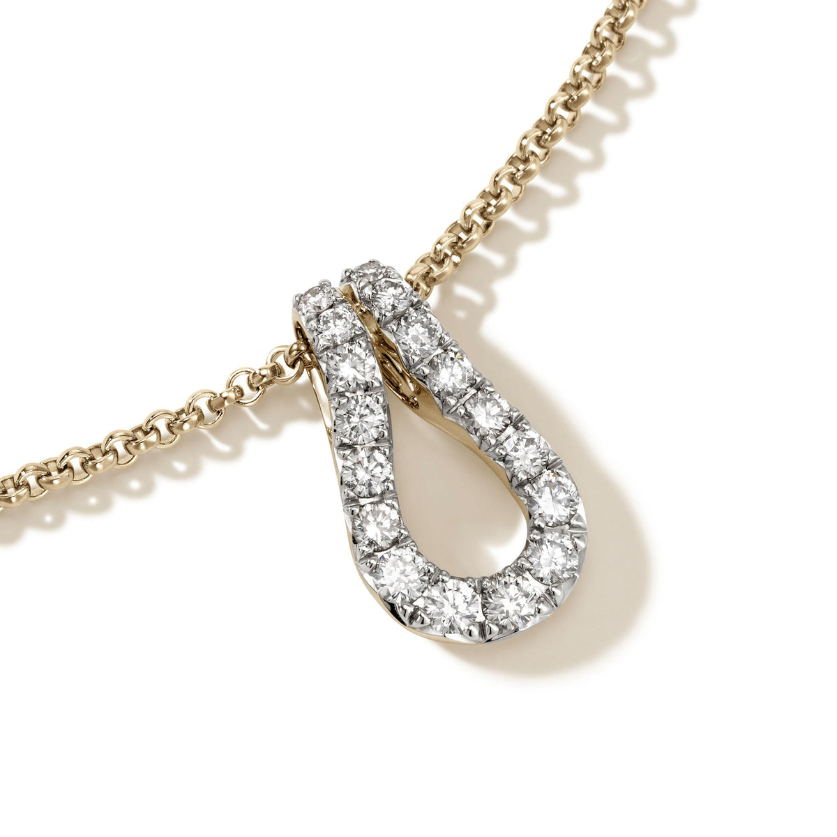 Surf Pendant Necklace, Gold, Diamonds