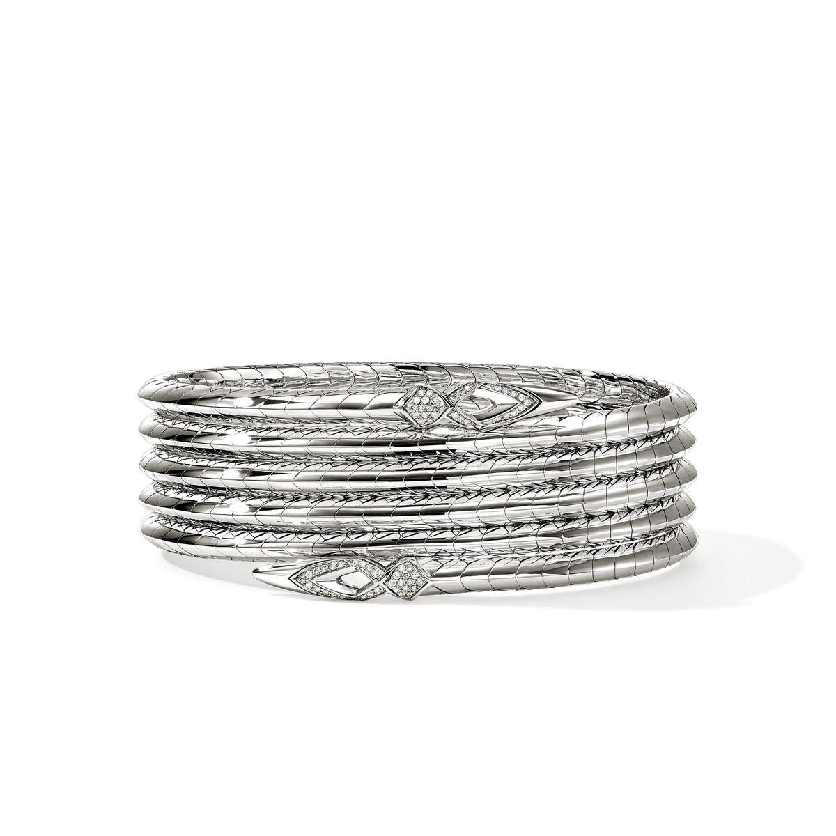 Naga Multi Coil Bracelet, Sterling Silver, Diamonds