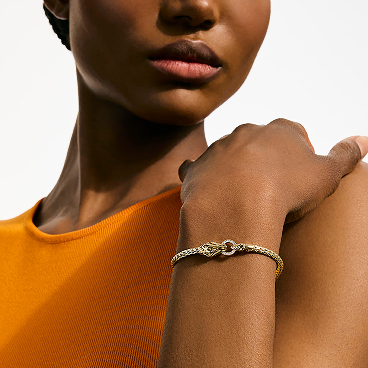 Naga Bracelet, Gold, Diamonds, 3.5MM