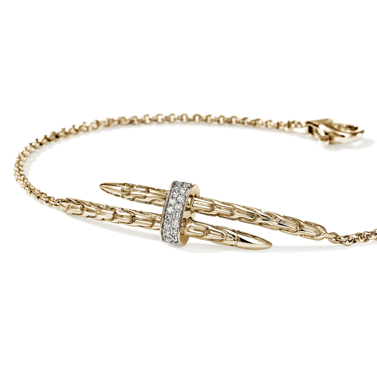 Spear Station Bracelet, Gold, Diamonds