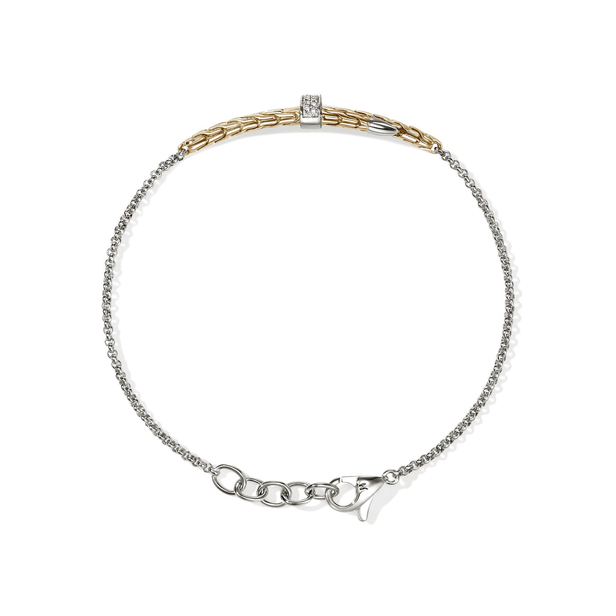 Spear Station Bracelet, Gold, Sterling Silver, Diamonds