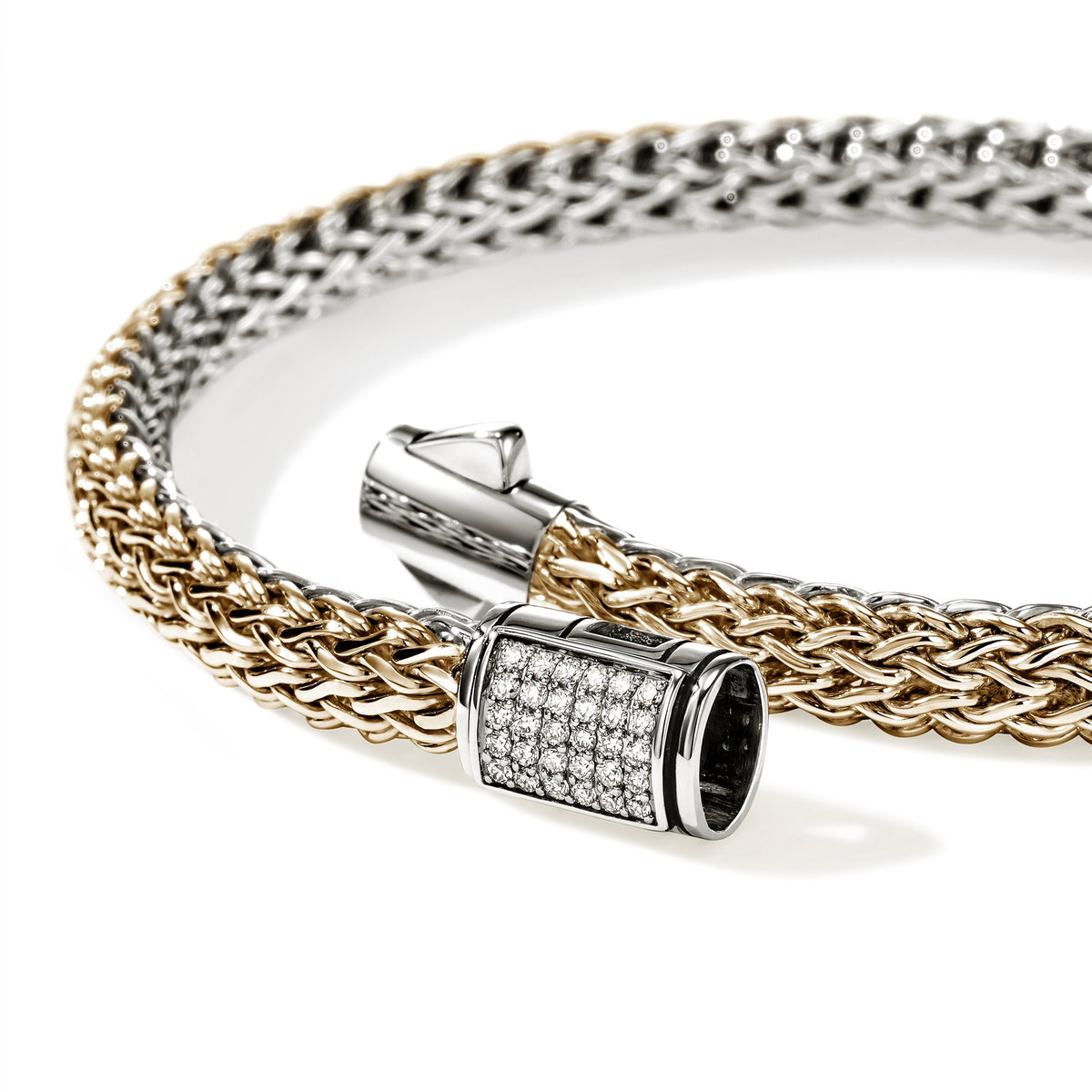 Icon Bracelet, Reversible, Gold, Sterling Silver, Diamonds, 5MM