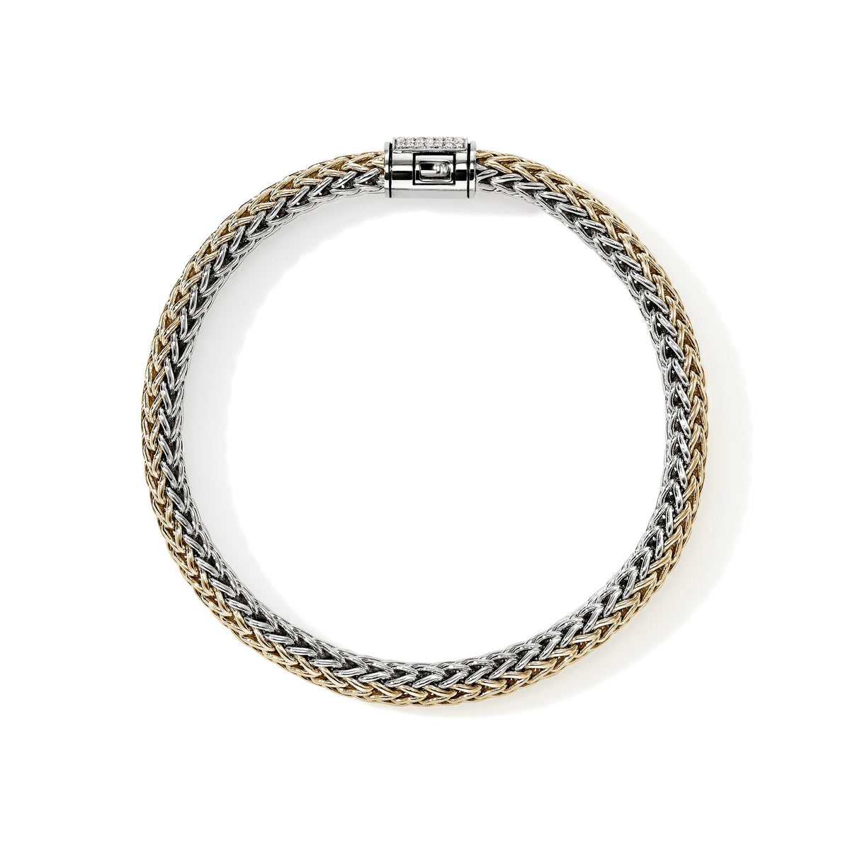 Icon Bracelet, Reversible, Gold, Sterling Silver, Diamonds, 7.5MM