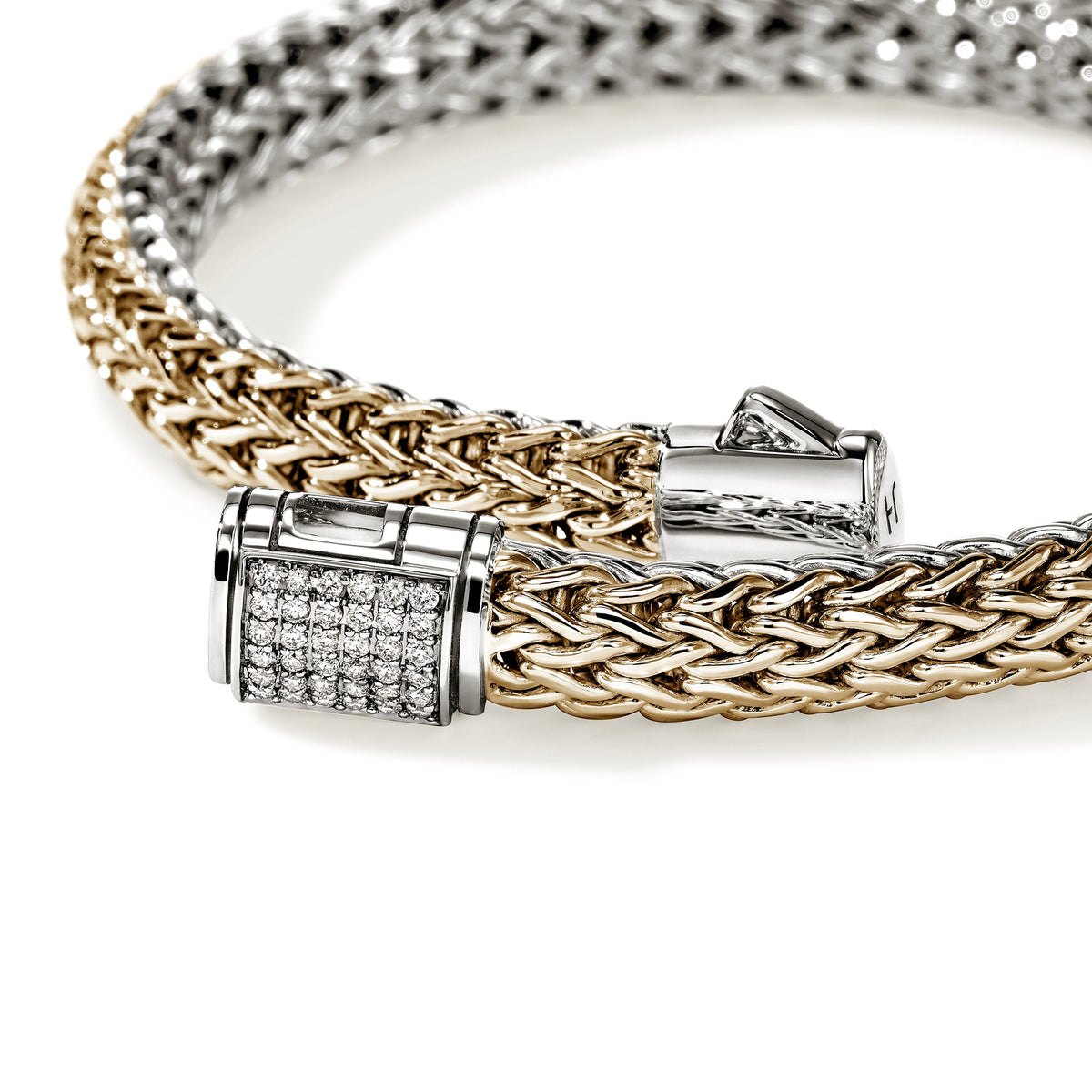 Icon Bracelet, Reversible, Gold, Sterling Silver, Diamonds, 6.5MM