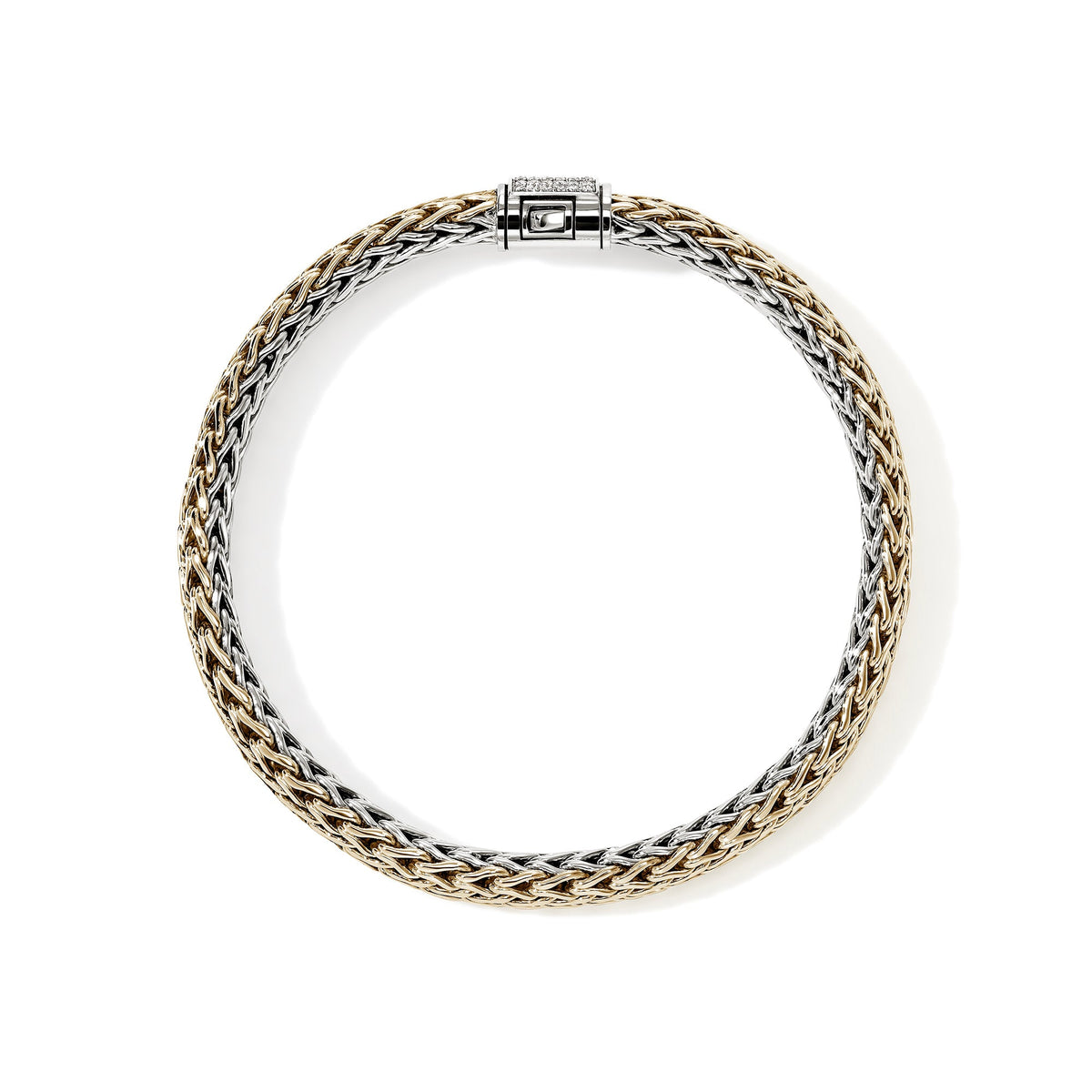 Icon Bracelet, Reversible, Gold, Sterling Silver, Diamonds, 6.5MM