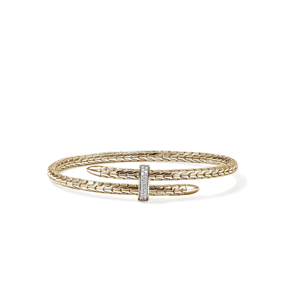 Spear Flex Cuff, Gold, Diamonds, 4MM