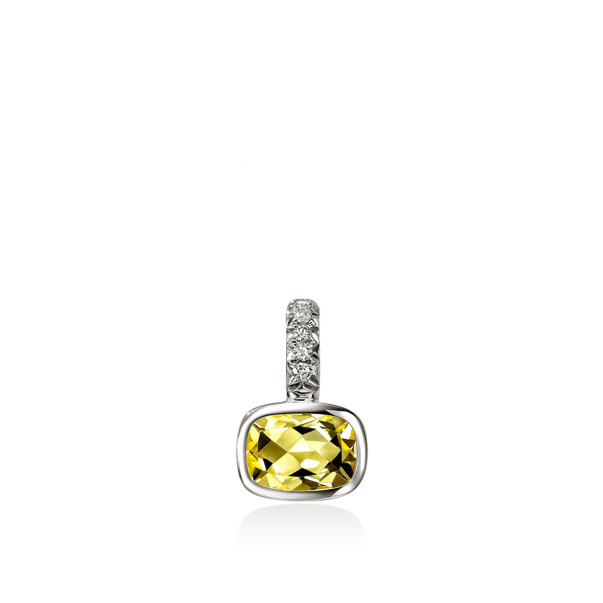 Heishi Gem Charm, Sterling Silver, Lemon Quartz, Diamonds