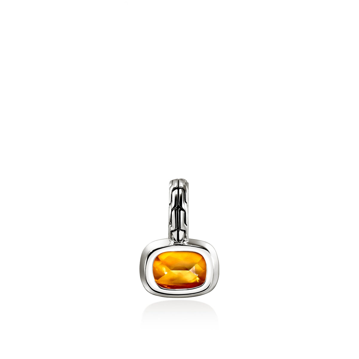 Heishi Gem Charm, Sterling Silver, Orange Citrine , Diamonds