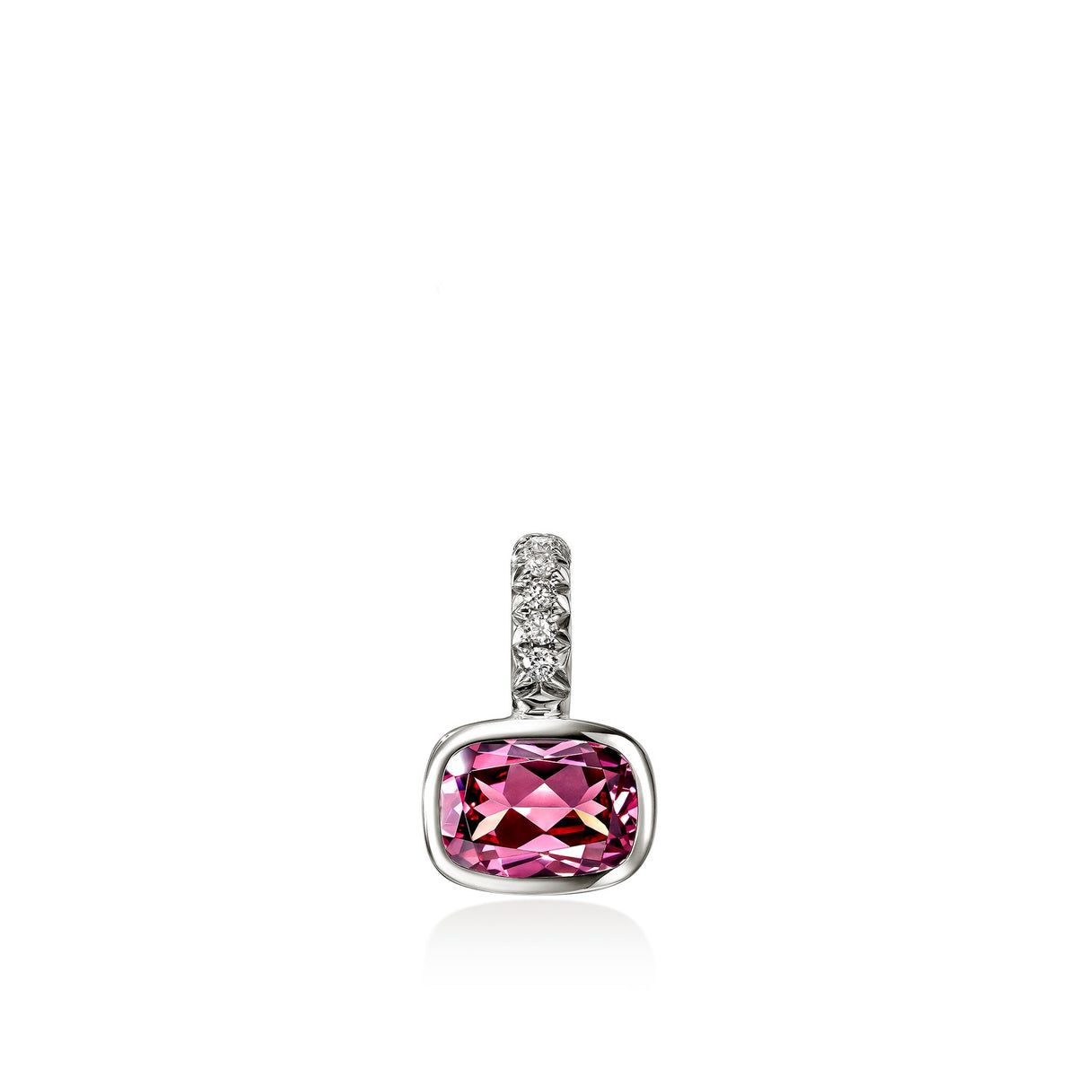 Heishi Gem Charm, Sterling Silver, Rhodolite, Diamonds