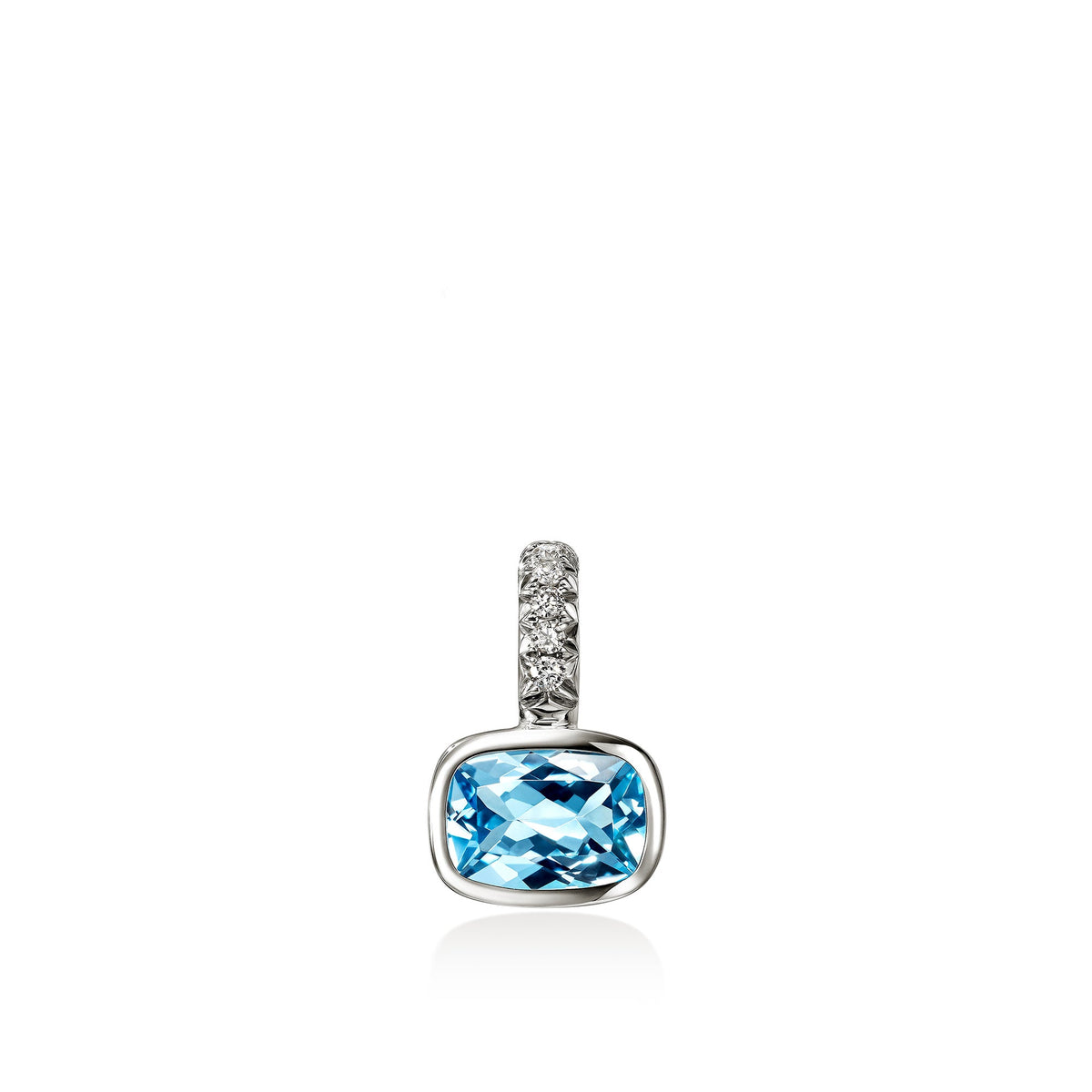Heishi Gem Charm, Sterling Silver, Swiss Blue Topaz, Diamonds