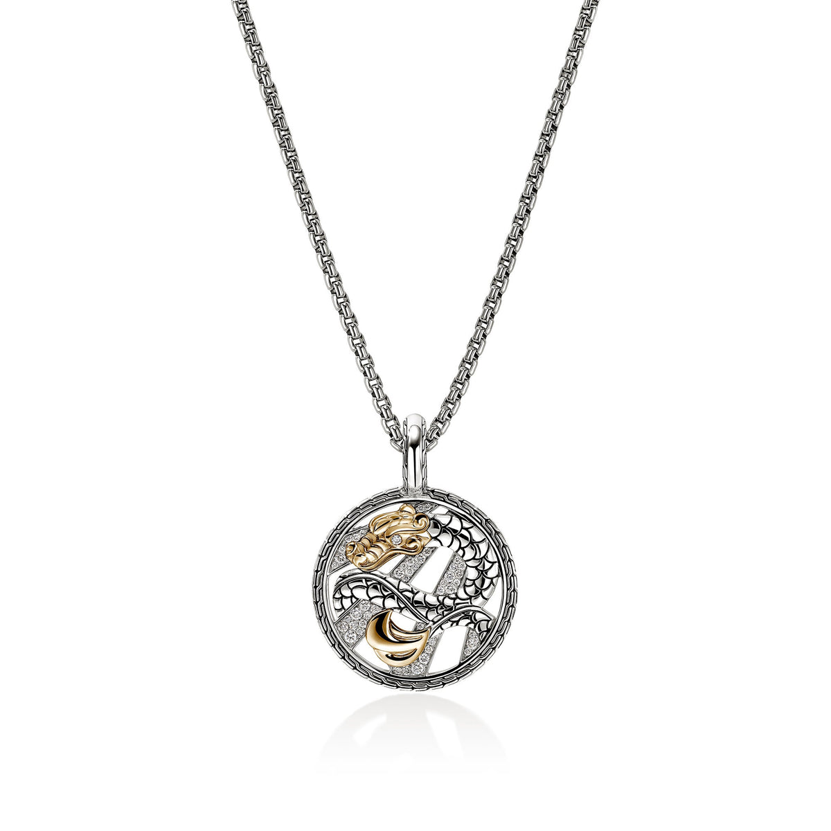 Naga Talisman Charm, Gold, Sterling Silver, Diamonds