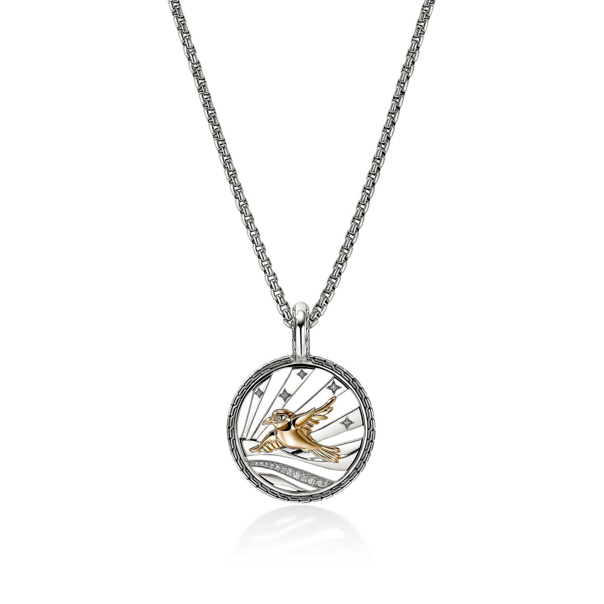 Starling Talisman Charm, Gold, Sterling Silver, Diamonds
