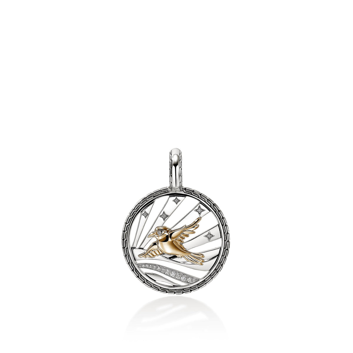 Starling Talisman Charm, Gold, Sterling Silver, Diamonds