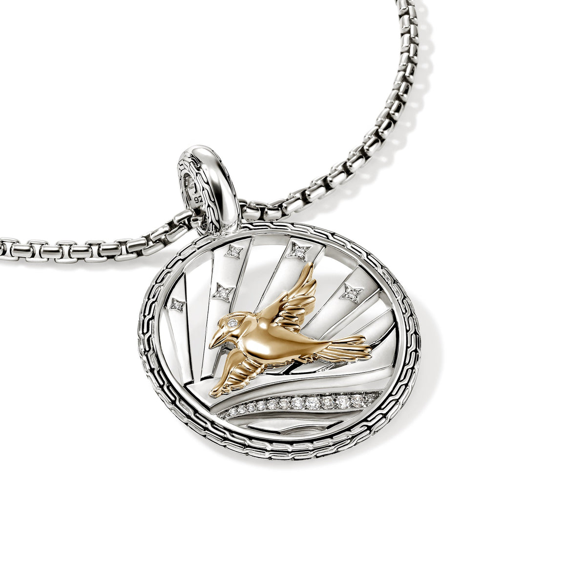 Starling Talisman Charm, Gold, Sterling Silver, Diamonds