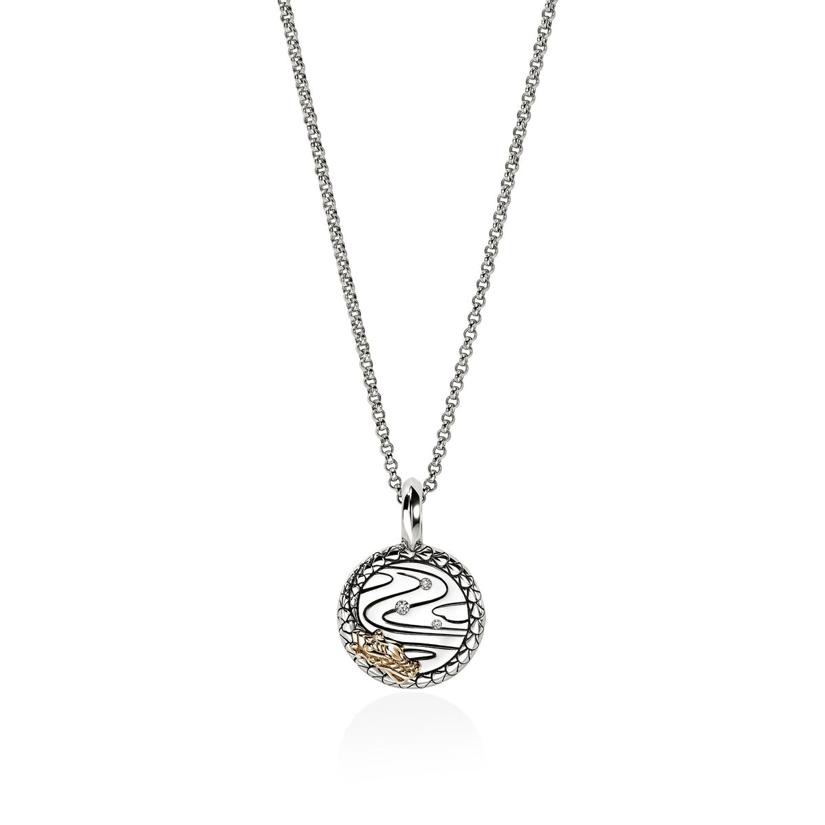 Naga Talisman Charm, Gold, Sterling Silver, Diamonds