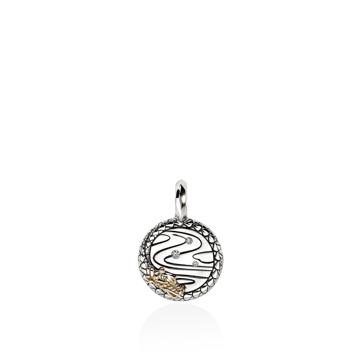 Naga Talisman Charm, Gold, Sterling Silver, Diamonds
